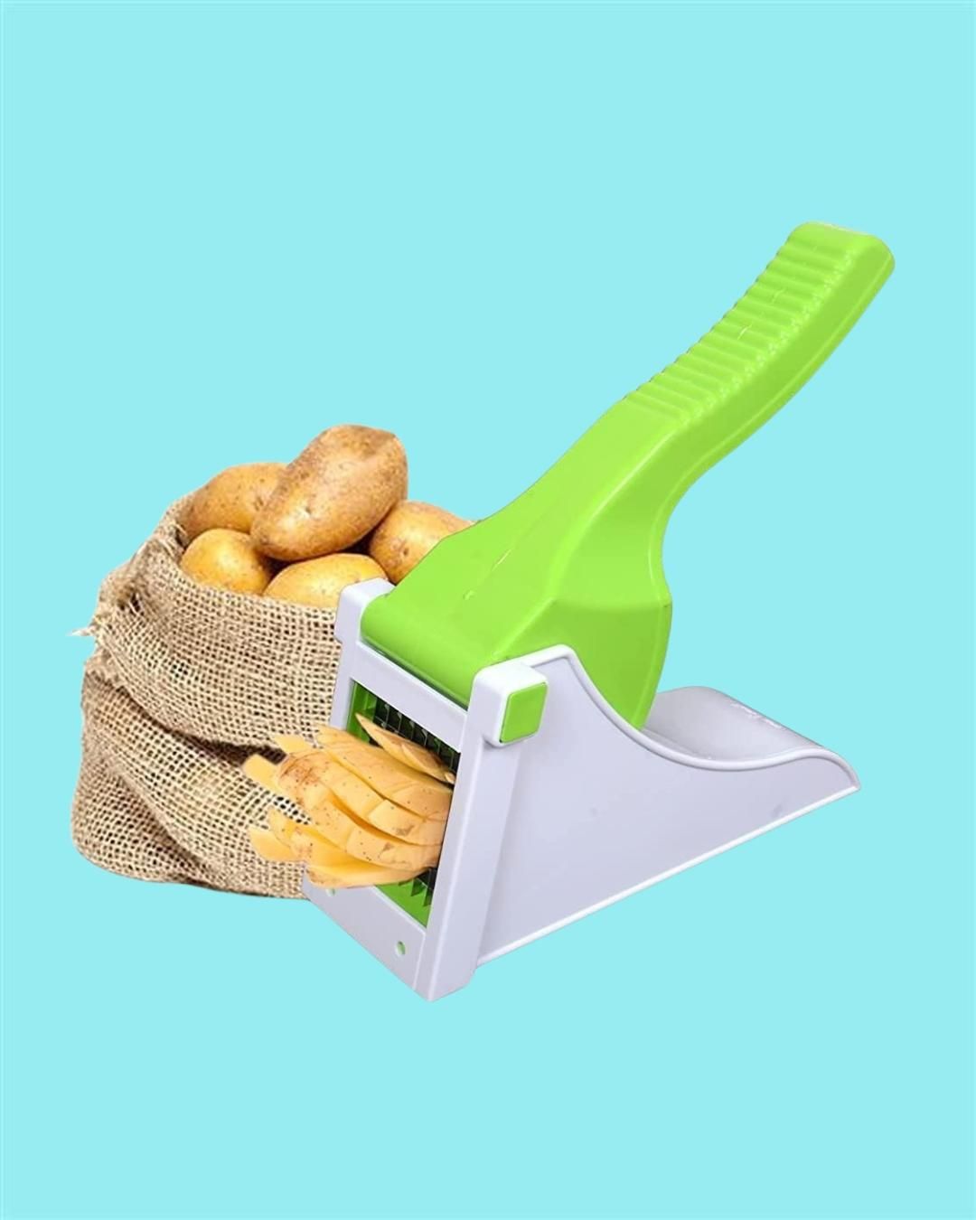 Heavy Duty Vegetable Slicer & Dicer – Stainless Steel French Fry Cutter with 2 Interchangeable Blades