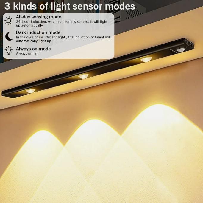 LED PIR Motion Sensor Cabinet Light – USB Rechargeable | Wireless Stick-On Light with 3 Modes & Dimmable Settings