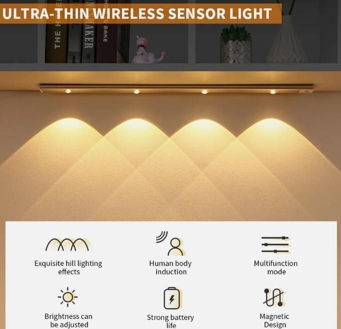 LED PIR Motion Sensor Cabinet Light – USB Rechargeable | Wireless Stick-On Light with 3 Modes & Dimmable Settings