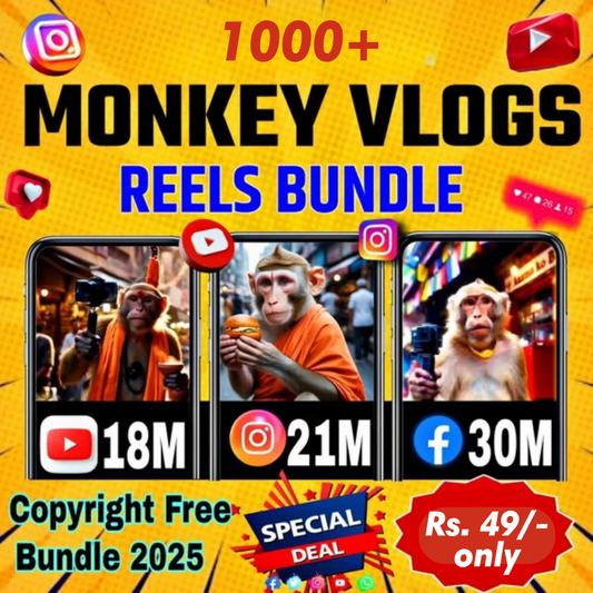 NEW LAUNCH: 1000+ Viral AI Monkey Vlogging Reels Bundle